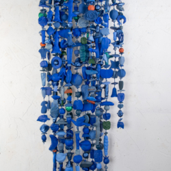 Waterfall is mixed media on clay and steel. Size:27"x6.5' Year: 2022